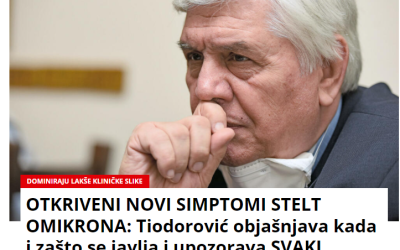 prof. dr BRANISLAV TIODOROVIĆ – OTKRIVENI NOVI SIMPTOMI STELT OMIKRONA, ZAŠTO I KADA SE JAVLJAJU?