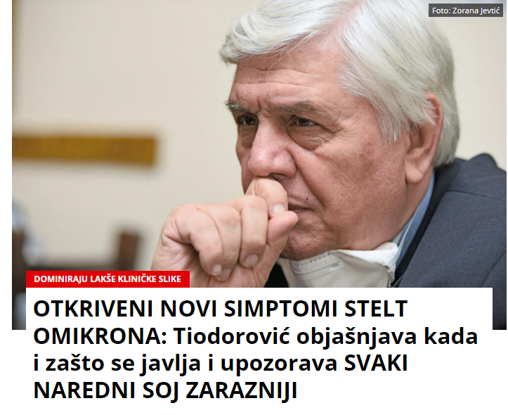 prof. dr BRANISLAV TIODOROVIĆ – OTKRIVENI NOVI SIMPTOMI STELT OMIKRONA, ZAŠTO I KADA SE JAVLJAJU?